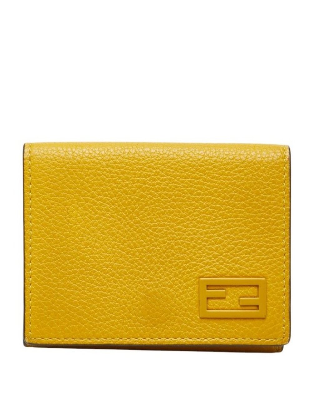 Fendi Compact Trifold Wallet Yellow Leather